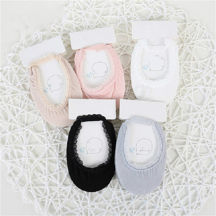 Lace Children Invisible Cotton Socks Baby Princess Sailoat Socks, Size:M