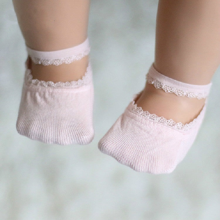 Lace Children Invisible Cotton Socks Baby Princess Sailoat Socks, Size:M