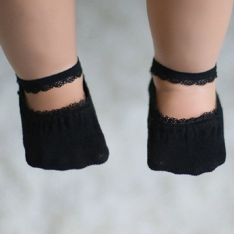 Lace Children Invisible Cotton Socks Baby Princess Sailoat Socks, Size:M