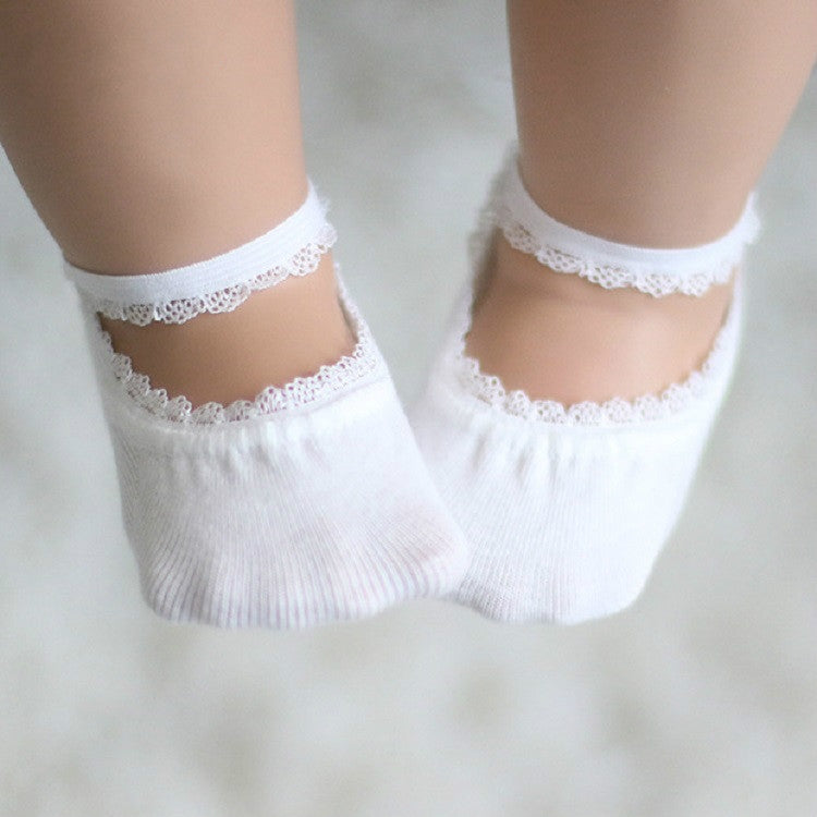 Lace Children Invisible Cotton Socks Baby Princess Sailoat Socks, Size:L