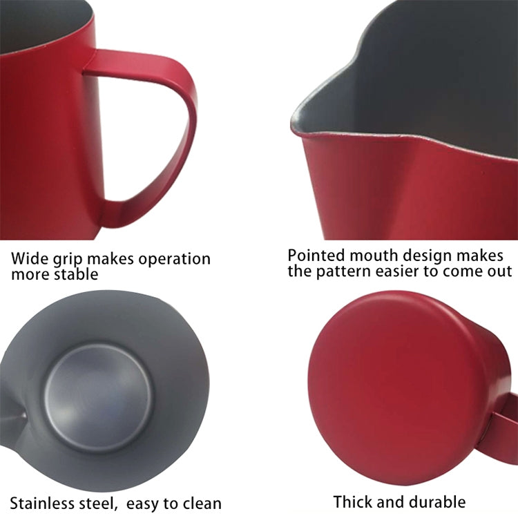Milk Jug 0.3-0.6L Stainless Steel Frothing Pitcher Pull Flower Cup Coffee Milk Frother Latte Art Milk Foam Tool Coffeware, Capacity:350ml
