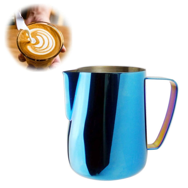 Milk Jug 0.3-0.6L Stainless Steel Frothing Pitcher Pull Flower Cup Coffee Milk Frother Latte Art Milk Foam Tool Coffeware, Capacity:600ml