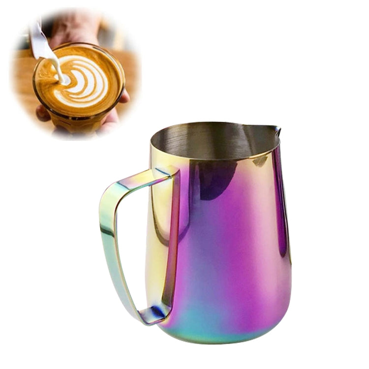 Milk Jug 0.3-0.6L Stainless Steel Frothing Pitcher Pull Flower Cup Coffee Milk Frother Latte Art Milk Foam Tool Coffeware, Capacity:600ml