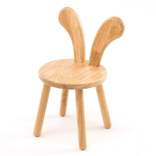 Home Cartoon Wooden Bench Creative Baby Dining Chair Children Learning Chair Rabbit Ears Small Stool