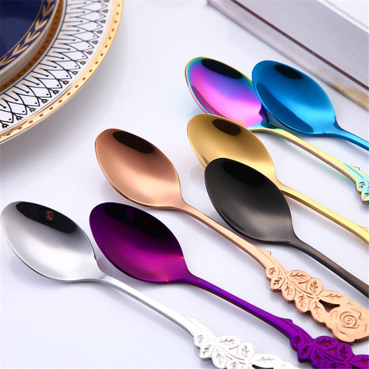 Small Mini Stainless Steel Rose Flower Coffee Spoon Strring Spoon Teaspoon Tea Spoon Dessert Spoon Long Handle Tableware