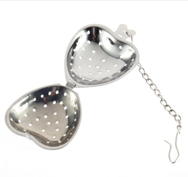 2 PCS Heart Shaped Tea Infuser Spoon Strainer Stainless Steel Steeper Handle Shower