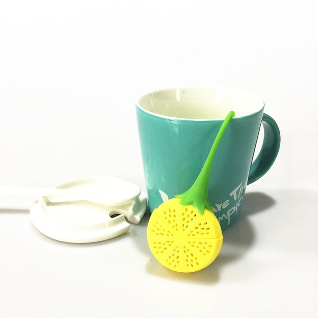 Silicone Tea Strainer Strawberry Lemon Design Loose Tea Leaf Strainer Bag Herbal Spice Infuser Filter(Lemon)