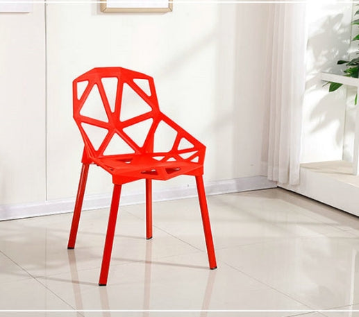 2 PCS Fashion Simple Modern Plastic Backrest Chair Openwork Dining Chair