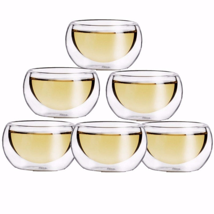 2 PCS Elegant Clear Drinking Cup Heat Resistant Double Wall Layer Tea Cup 50ML