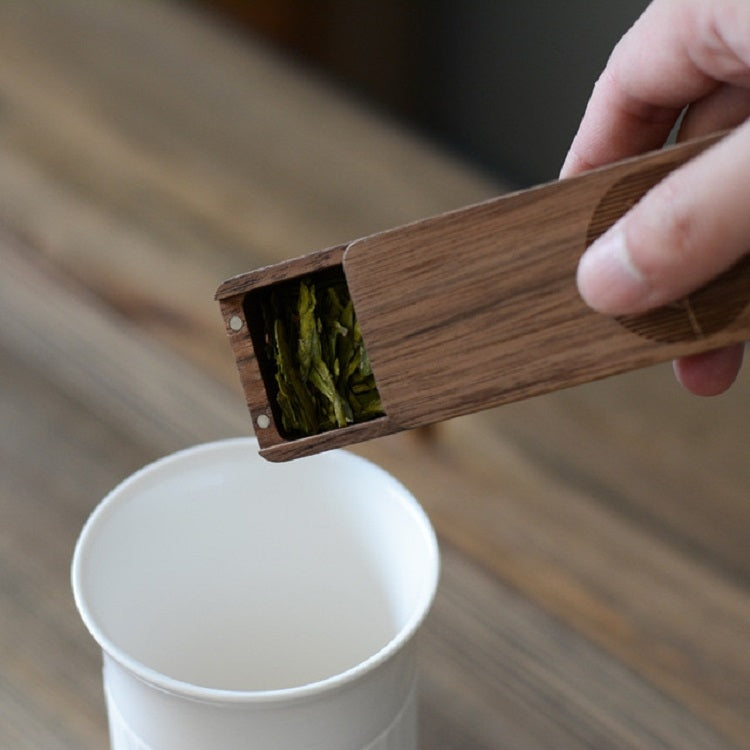 Portable Cassette Player Tea Traveling Home Mini Wooden Tea Caddy, Color:Black Walnut