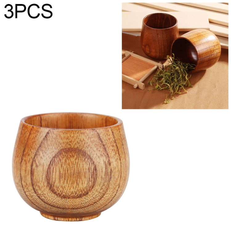 3 PCS Wood Cup Primitive Handmade Natural Spruce Wooden Tea Cup, Size:5.5CM*5.0CM