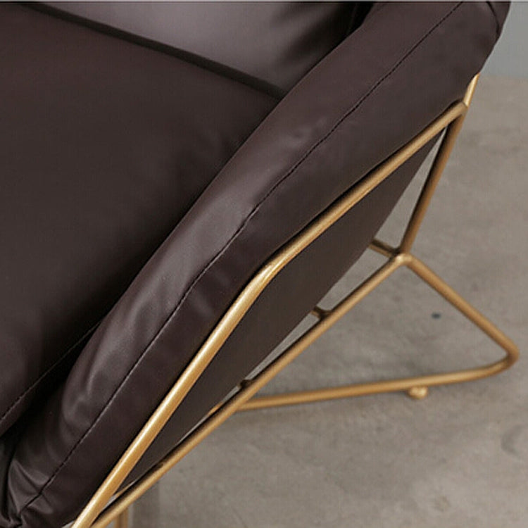 Iron Art Modern Simple Balcony Living Room Lazy Sofa, Color:Gold Feet + Leather Cushion