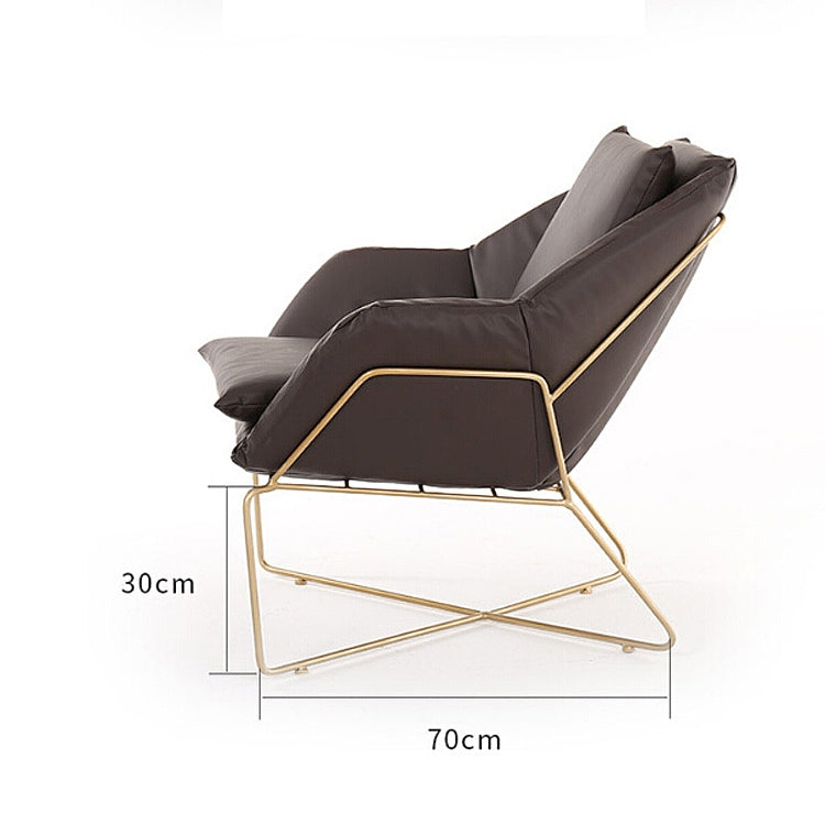 Iron Art Modern Simple Balcony Living Room Lazy Sofa, Color:Black Foot + Gray Leather Cushion