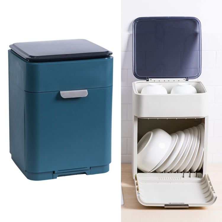 Tableware Storage Box Multi-layer Storage Drain Rack Tableware Storage Box Kitchen Utensils(Dark Blue)