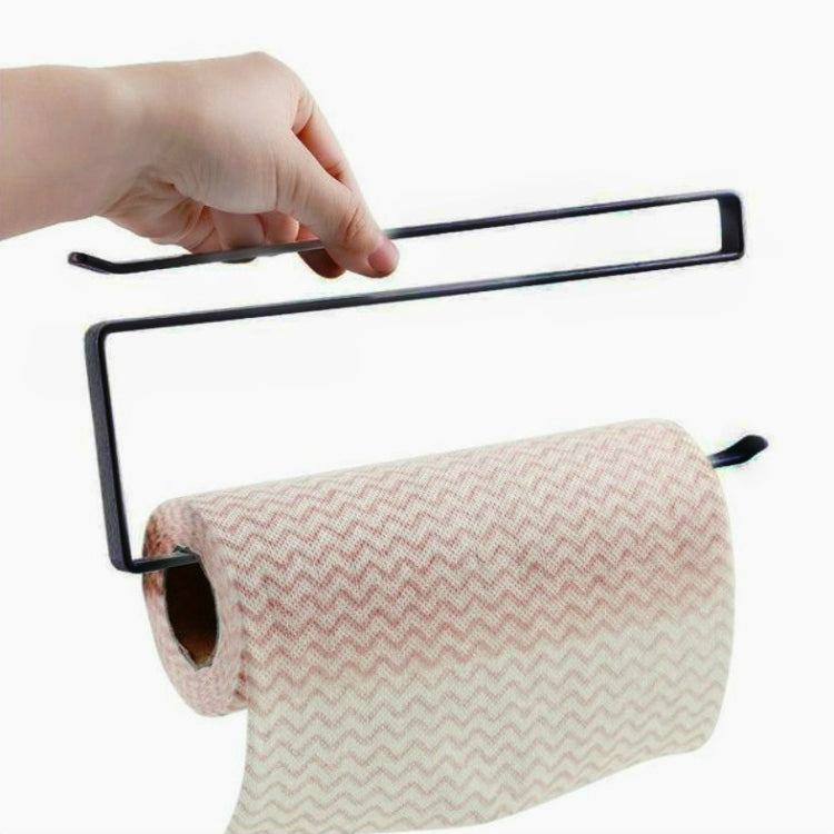 3 PCS Door Cabinet Hanging Paper Towel Rack Partition Layer Kitchen Paper Cling Film Storage Rack(Black)