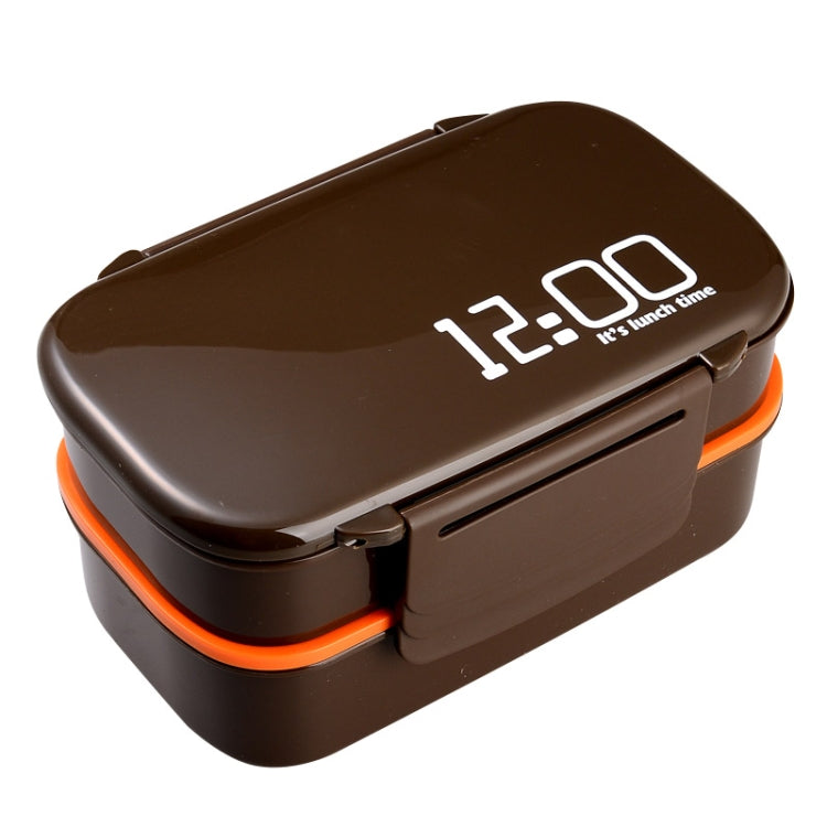 Latticed Double-Decked Plastic Lunch Box With Buckles