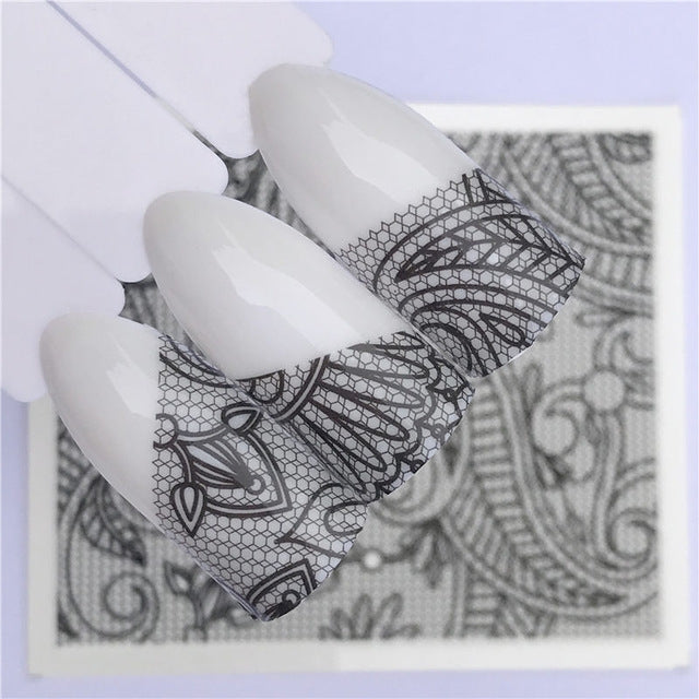 10 PCS Lace Flower Design Nail Sticker Decal Water Transfer