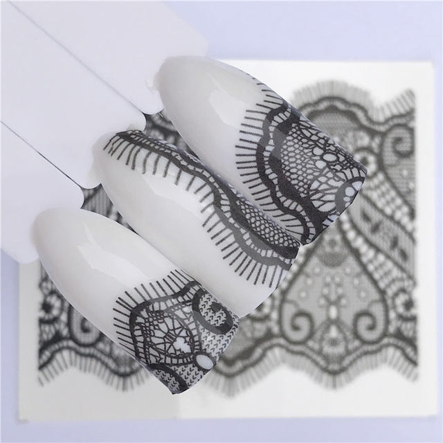 10 PCS Lace Flower Design Nail Sticker Decal Water Transfer