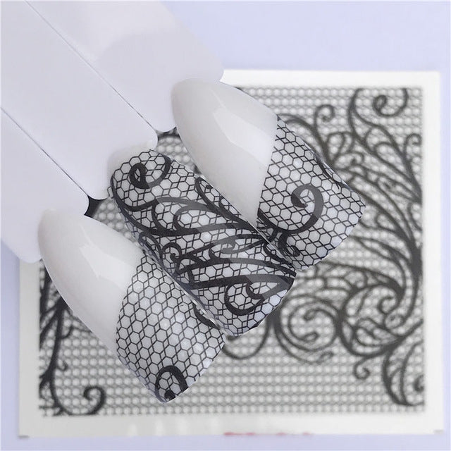 10 PCS Lace Flower Design Nail Sticker Decal Water Transfer
