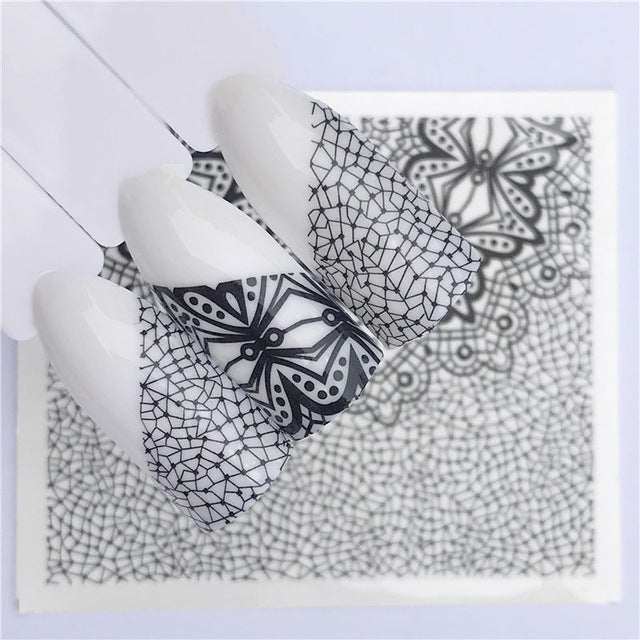 10 PCS Lace Flower Design Nail Sticker Decal Water Transfer