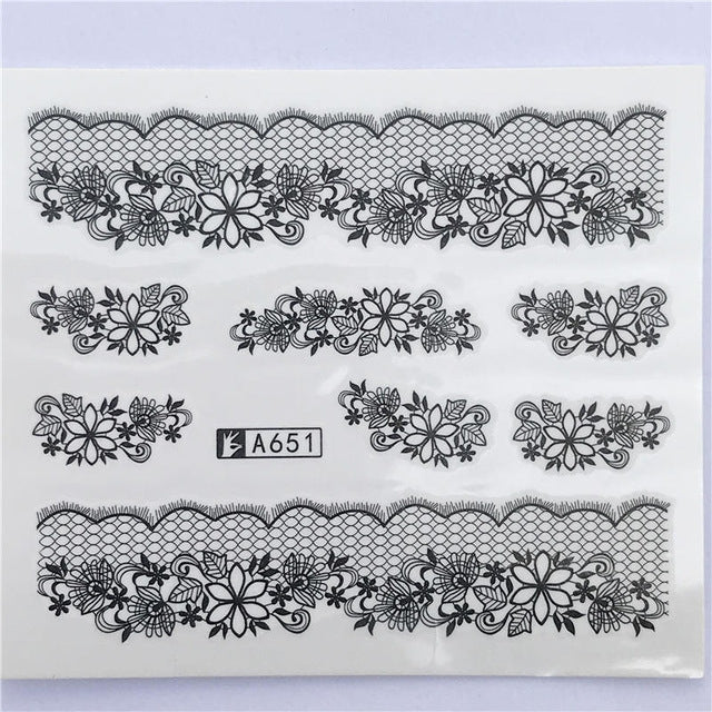 10 PCS Lace Flower Design Nail Sticker Decal Water Transfer