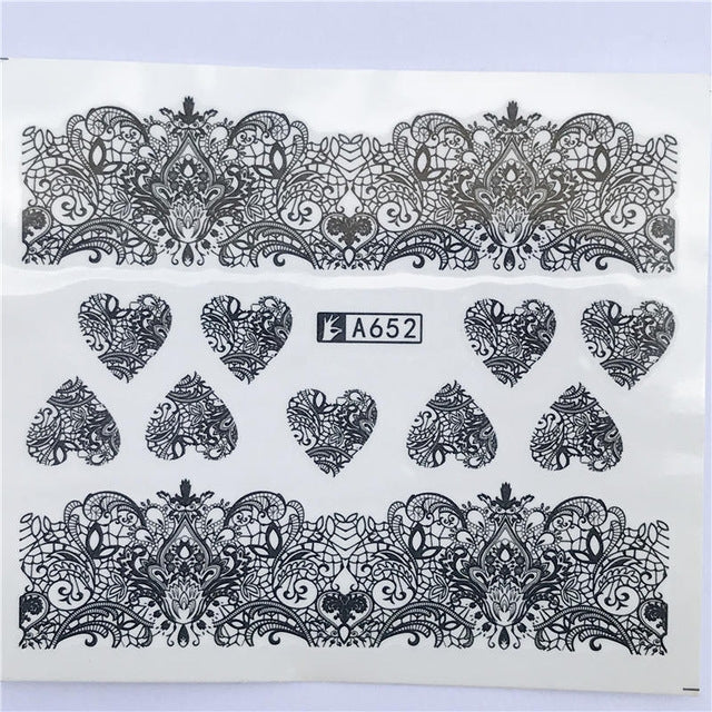 10 PCS Lace Flower Design Nail Sticker Decal Water Transfer