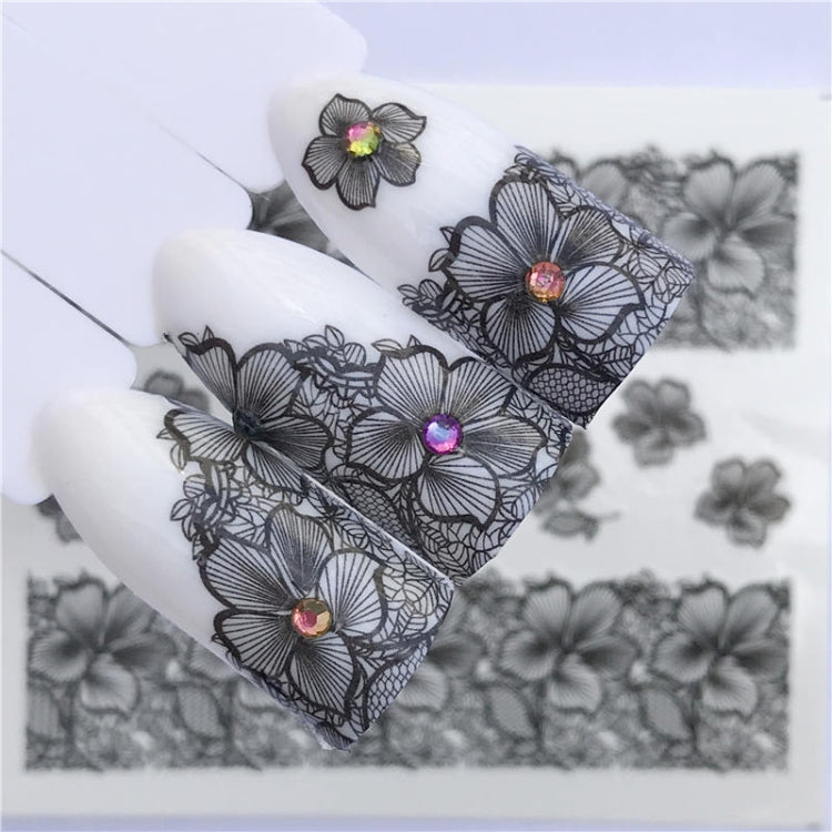10 PCS Lace Flower Design Nail Sticker Decal Water Transfer