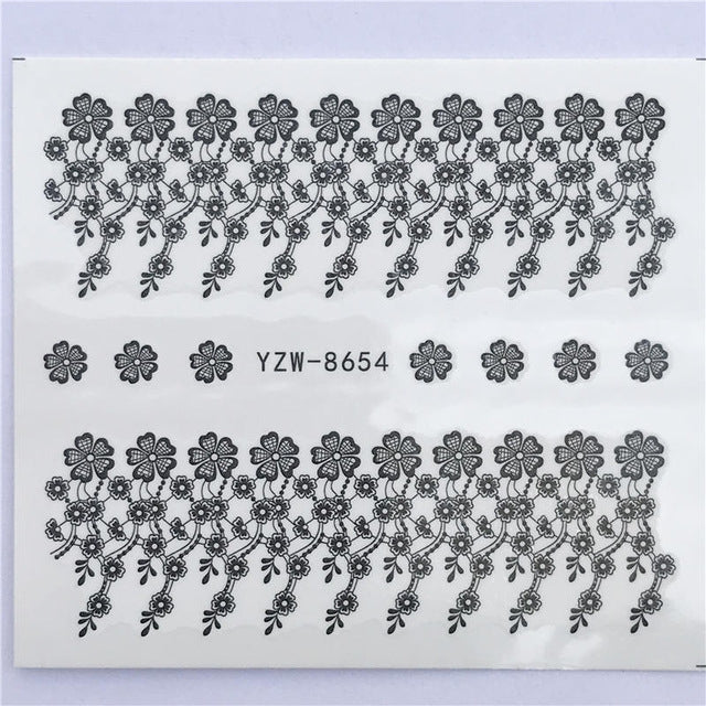 10 PCS Lace Flower Design Nail Sticker Decal Water Transfer