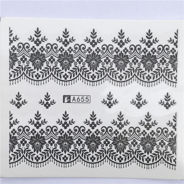 10 PCS Lace Flower Design Nail Sticker Decal Water Transfer