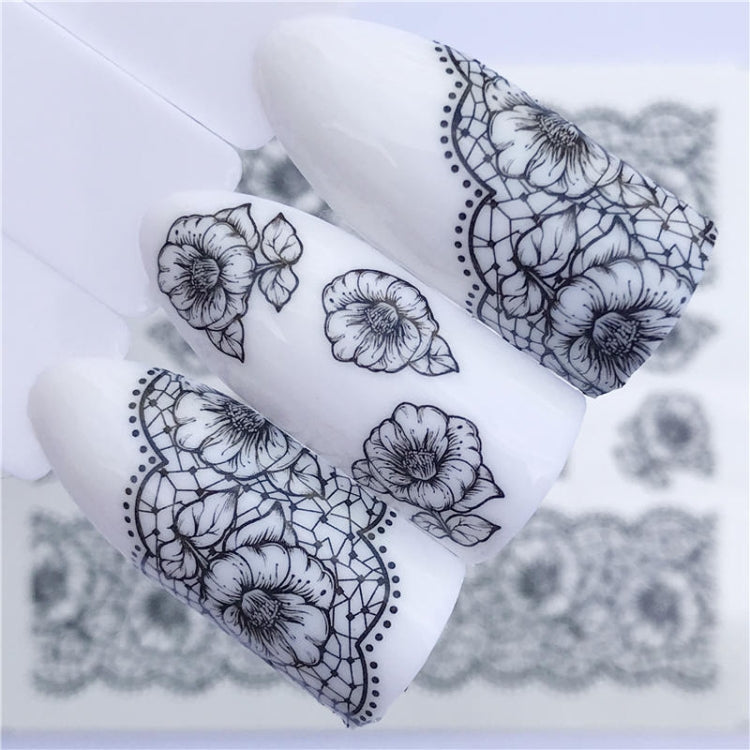 10 PCS Lace Flower Design Nail Sticker Decal Water Transfer