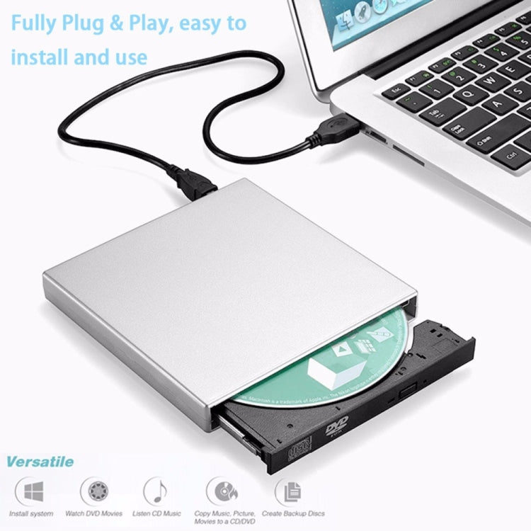 USB 2.0 Portable Ultra Slim External Slot-in DVD-RW CD-RW CD DVD ROM Player Drive for PC