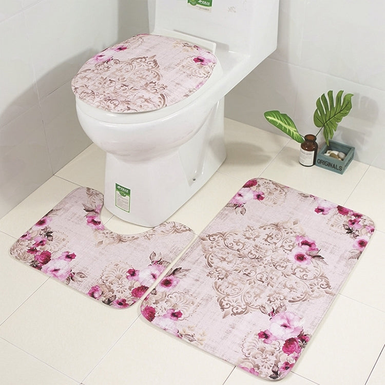 3 In 1 Anti-slip Toilet Seat Cover Toilet Mat Bathroom Bath Mat  Carpet Set(SY36)