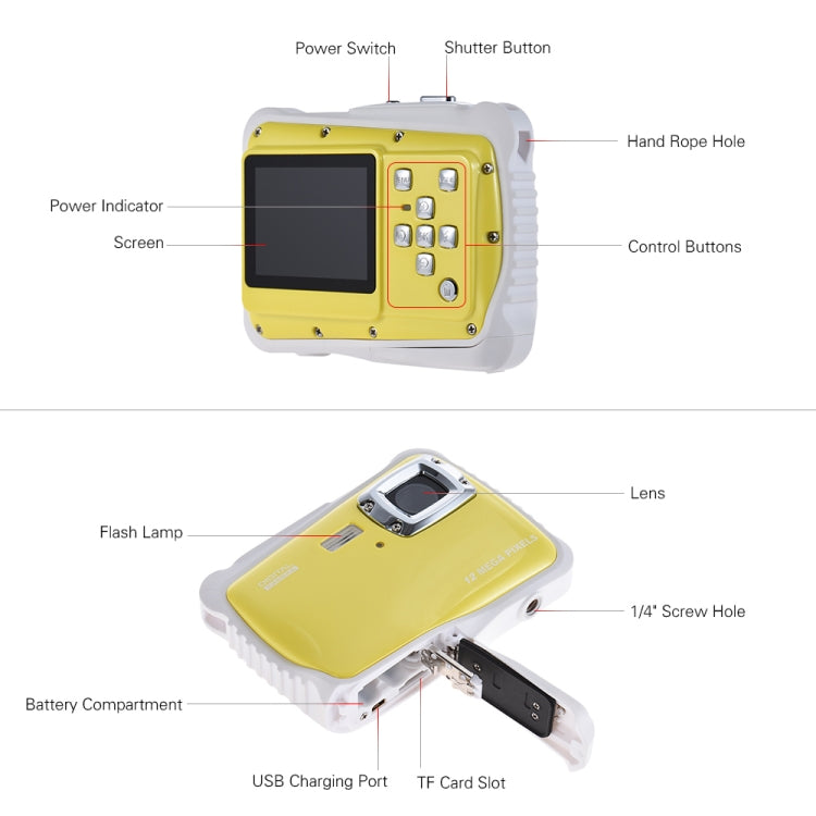 12 Million Pixel 2.0 inch Dustproof Drop-proof Children Diving Digital Camera