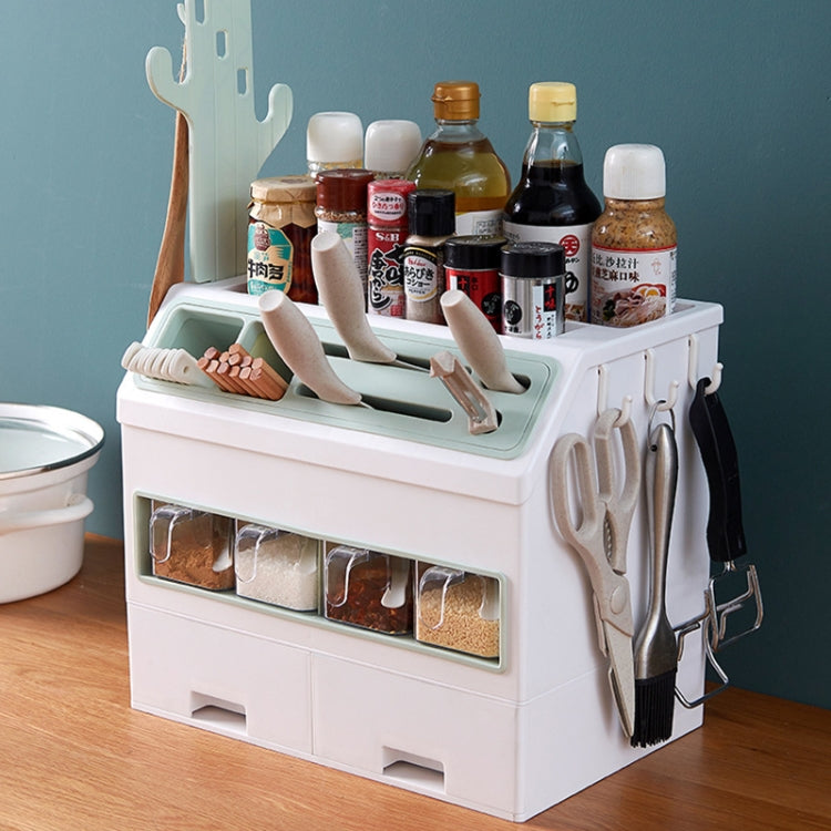 Multifunctional Spice Bottle Storage Rack Multi-layer Kitchen Supplies Knife Holder Combination Set Device Rack(Green)