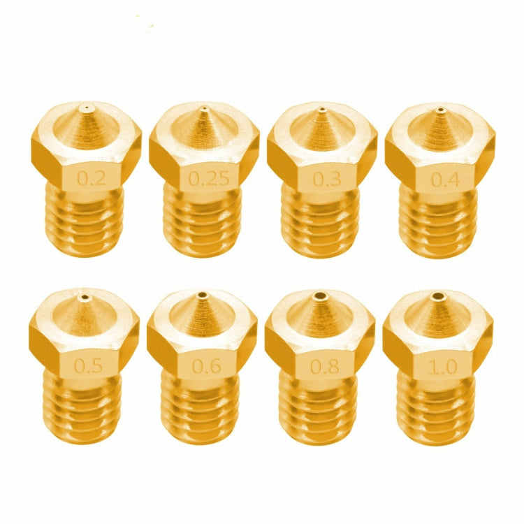 8 PCS Bugatti 3D Printer Accessories E3D-V5 V6 Nozzle M6 Thread Consumables Hot Nozzle, Size:1.75/0.25mm