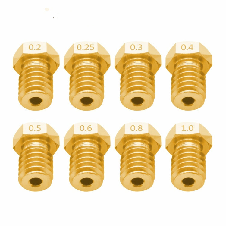 8 PCS Bugatti 3D Printer Accessories E3D-V5 V6 Nozzle M6 Thread Consumables Hot Nozzle, Size:1.75/0.25mm