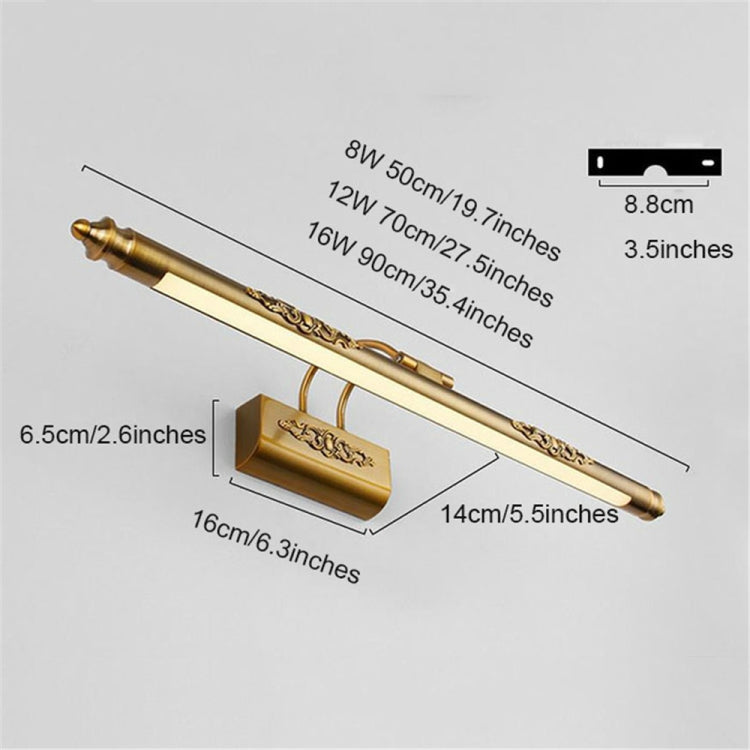 Retro Moisture-proof Bathroom Dressing Table Lamp Mirror Front Lamp Mirror Cabinet Light, Power:16W 90cm