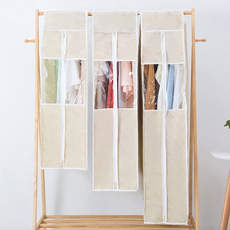 60x90cm Three-dimensional Waterproof Dustproof Clothes Cover Suit Dress Coat Garment Case Bag(Beige)