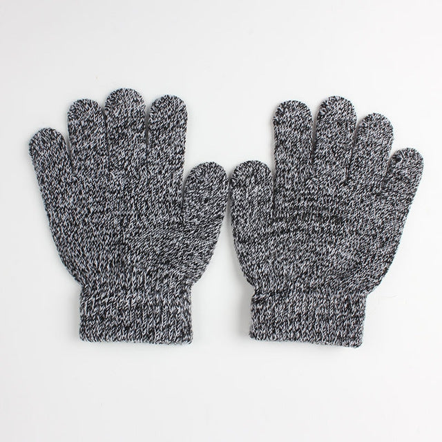 Winter Warm Gloves Children Knitted Stretch Mittens Full Finger Glove One Size