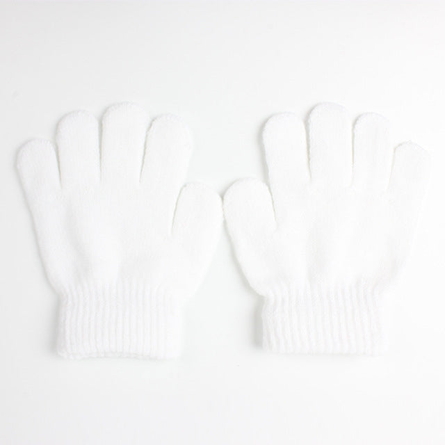 Winter Warm Gloves Children Knitted Stretch Mittens Full Finger Glove One Size