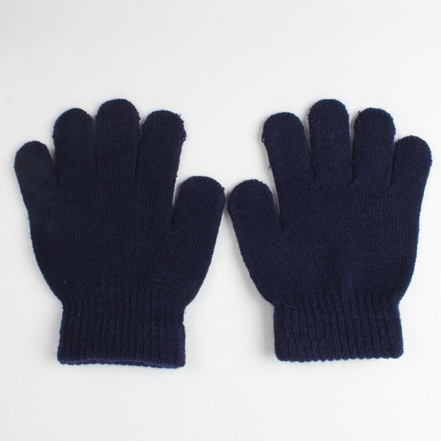 Winter Warm Gloves Children Knitted Stretch Mittens Full Finger Glove One Size