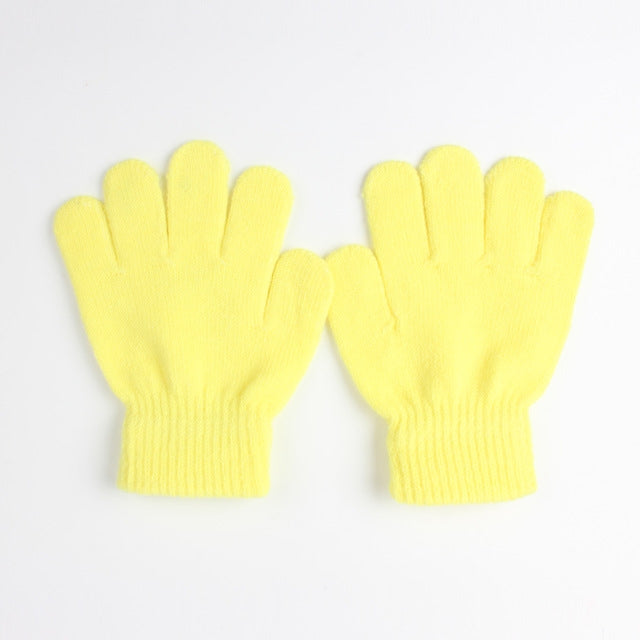 Winter Warm Gloves Children Knitted Stretch Mittens Full Finger Glove One Size