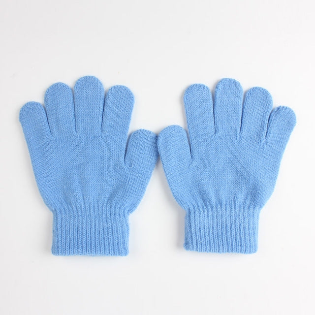 Winter Warm Gloves Children Knitted Stretch Mittens Full Finger Glove One Size