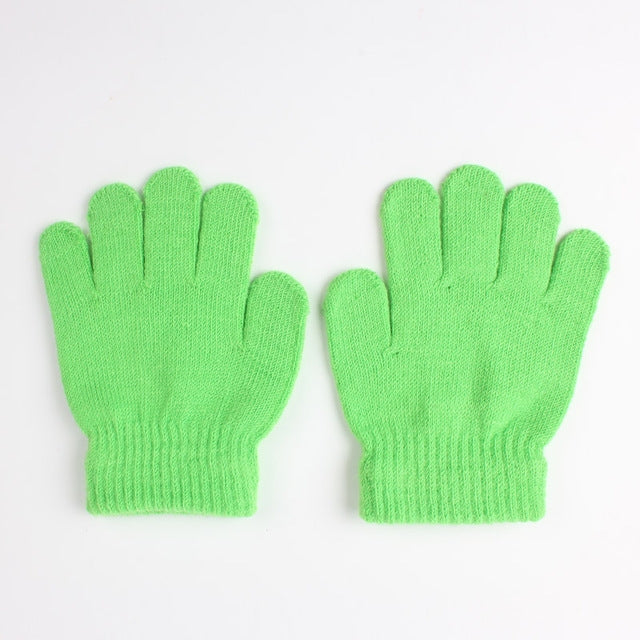 Winter Warm Gloves Children Knitted Stretch Mittens Full Finger Glove One Size
