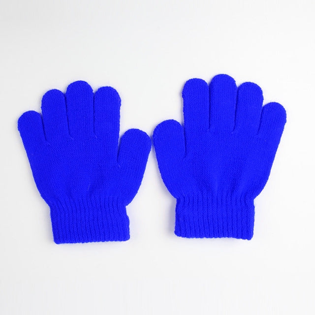 Winter Warm Gloves Children Knitted Stretch Mittens Full Finger Glove One Size