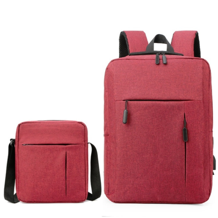Men Travel Portable Backpacks + Shoulder Bags Set Student School Bag Waterproof Computer Bag
