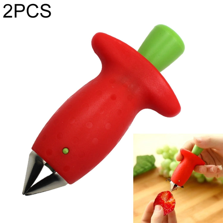 2 PCS Strawberry Huller Metal Tomato Stalks Plastic Fruit Leaf Knife Stem Remover Kitchen Tool