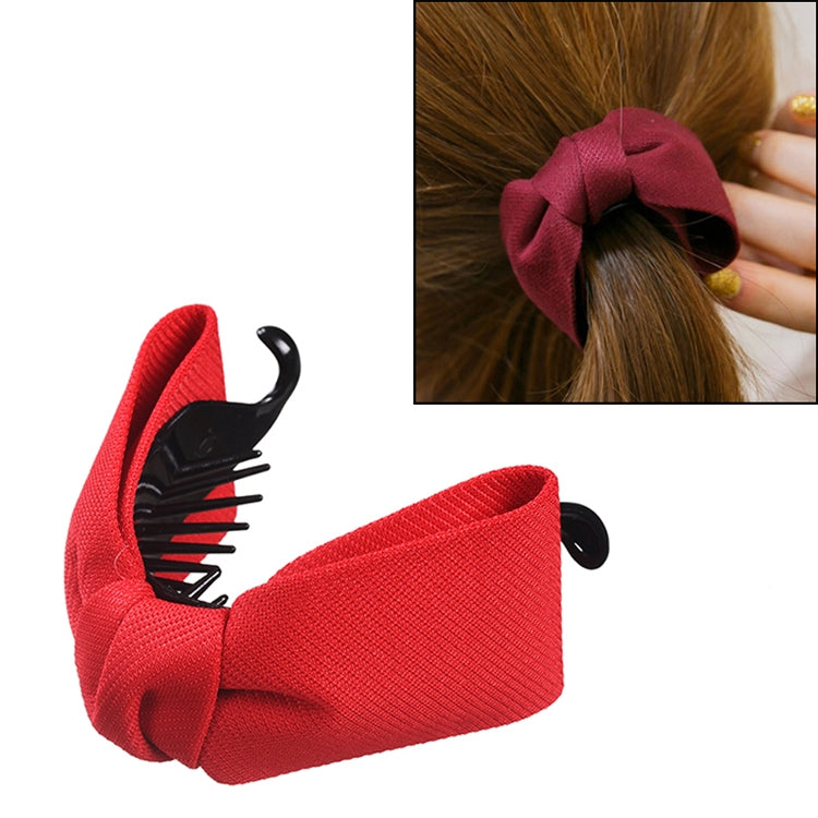 Sweet Fabric Bow Hair Claw Elegant Women Solid Cloth Ties Banana Hair Crab Clips Ponytail Hold Girl Hair Accessories
