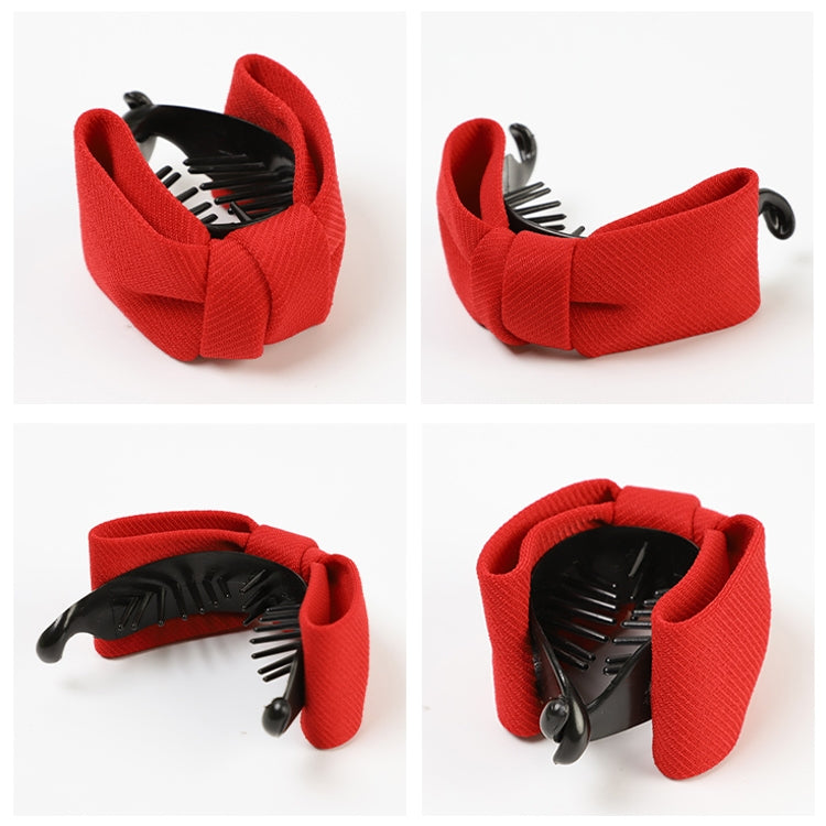 Sweet Fabric Bow Hair Claw Elegant Women Solid Cloth Ties Banana Hair Crab Clips Ponytail Hold Girl Hair Accessories