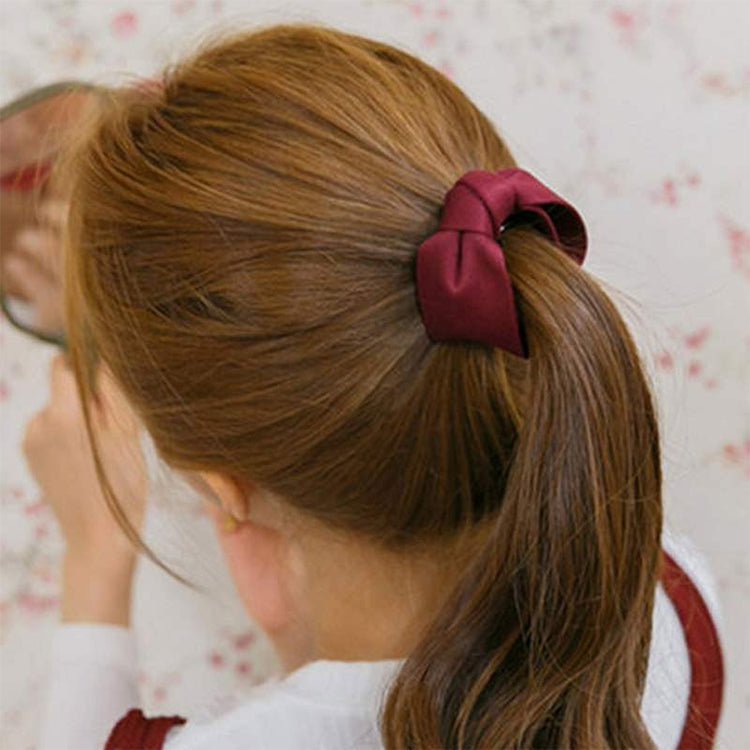 Sweet Fabric Bow Hair Claw Elegant Women Solid Cloth Ties Banana Hair Crab Clips Ponytail Hold Girl Hair Accessories
